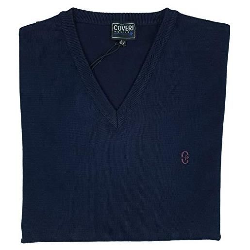Coveri maglione uomo scollo v pullover punta tinta unita elegante classico taglie forti (6xl - blu)