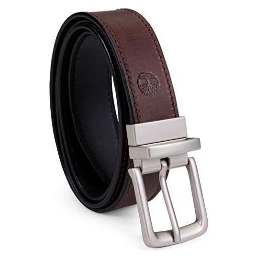 Timberland men's classic leather belt reversible from brown to black, brown/black, 44
