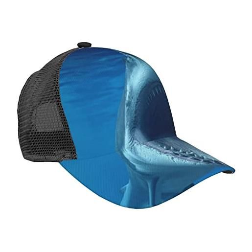 ZORIN unisex big mouth pericoloso shark baseball cap 3d stampato regolabile adulto moda baseball caps mesh trucker cappello strapback nero, nero , etichettalia unica