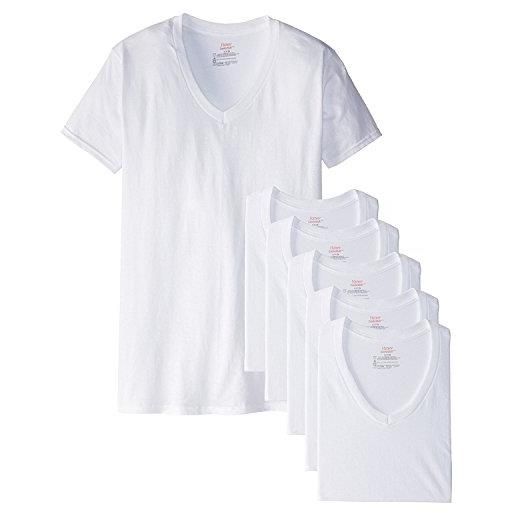 Hanes confezione da 6 magliette classiche da uomo con scollo a v, bianco, s