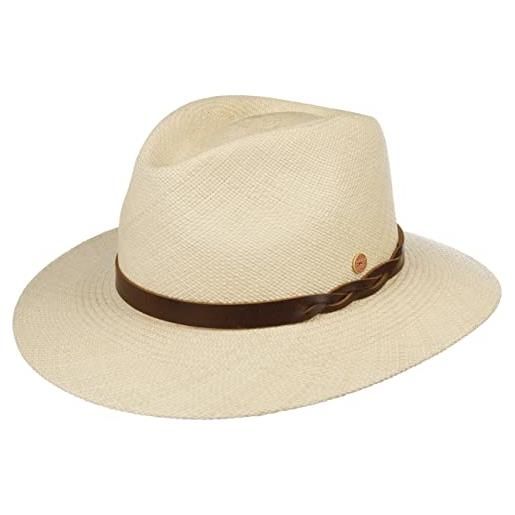 MAYSER cappello panama enrico traveller uomo - made in the eu da sole di paglia estivo con fascia pelle primavera/estate - 57 cm natura