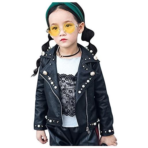 ShiFan giacche pu pelle bambini giubbotti moto manica lunga cappotti per bambini nero 130