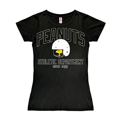 Logoshirt®️ peanuts - woodstock - athletic department i maglia - t-shirt stampate - donna i nero i design originale concesso su licenza, taglia m