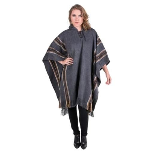 Gamboa poncho da donna in lana di alpaca pancho coperta poncho per maglione poncho da donna, grigio scuro, taglia unica