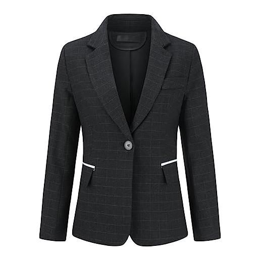 YYNUDA blazer, giacca da donna elegante, con finestrino, con fibbia, nero , s