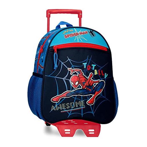 Marvel spiderman zaino scuola totally awesome con trolley blu 27x33x11 cm poliestere 9,8l
