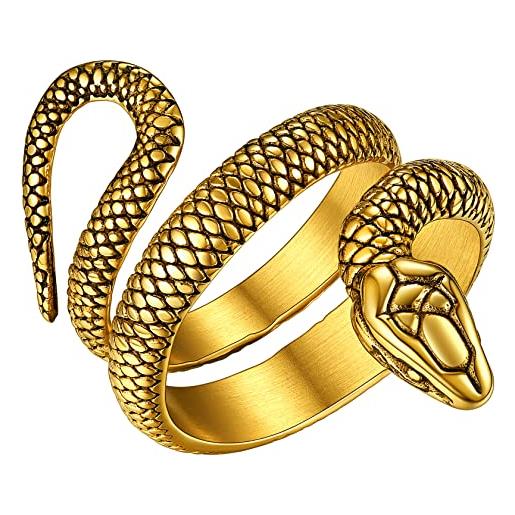 ChainsHouse anello serpente per uomo donna acciaio inossidabile punk gotico gioielli vintage retrò taglia it 14-27 anello serpente avvolgente