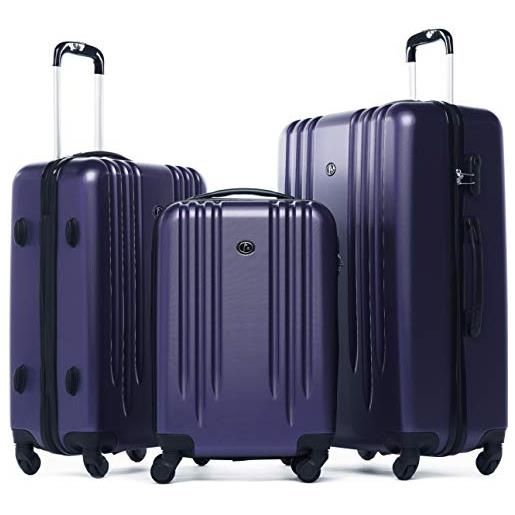 FERGÉ set di 3 valigie viaggio marseille - bagaglio rigido dure leggera 3 pezzi valigetta 4 ruote viola