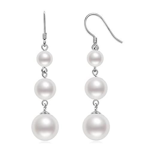 AINUOSHI orecchini pendenti perle d'acqua dolce perla coltivata orecchino lungo di perle regali gioielli per donne mamma fidanzata festa della mamma compleanno