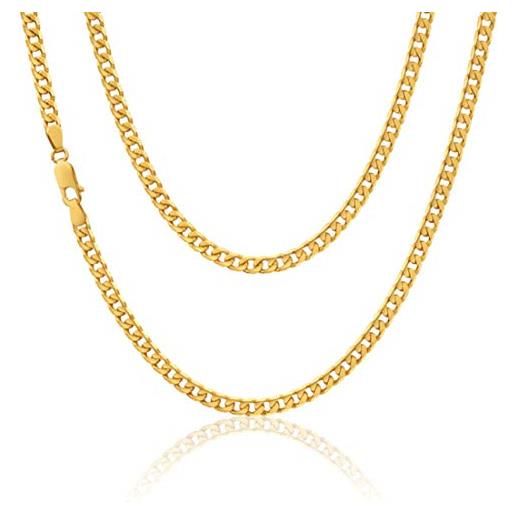 Alexander Castle collana a catena barbazzale in oro giallo massiccio 9 kt, larghezza 2 mm, collana in oro per donne e uomini, fornita in una confezione regalo per gioielli, oro