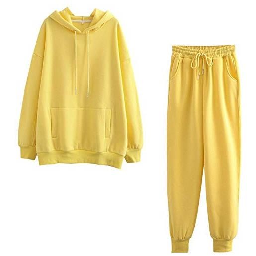 NHNKB set di pentole da donna e pantaloni per fan club wear, pigiama da donna, giallo. , xl