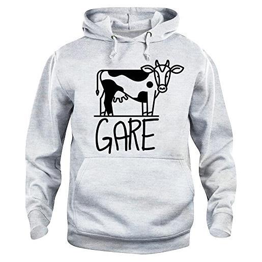 iMage felpa cappuccio unisex vacca rebus maglietta divertente rozza fattoria - divertenti m-grigio sport