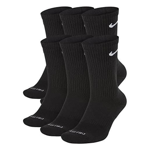Nike confezione da 6 calzini da allenamento imbottiti da uomo everyday plus, nero (sx6897-010)/w, large