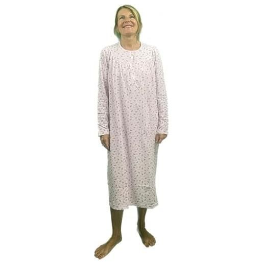 Linclalor camicia da notte in cotone caldo manica raglan art. 92912-48, rosa