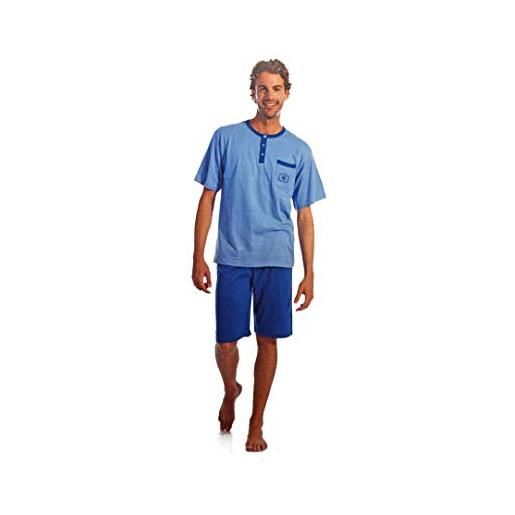 Leo Corsetteria pigiama uomo corto bermuda pantaloncino conformato grande cotone iside 81453 tg. 56 celeste pant blu