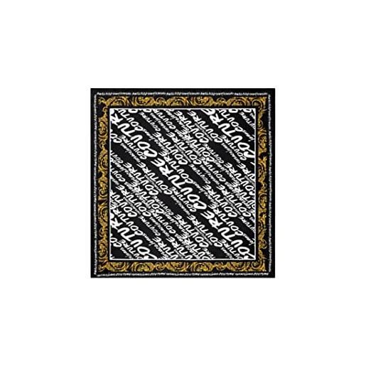 Versace jeans couture foulard donna nero foulard con logo all over e fantasia baroque lungo il perimetro uni