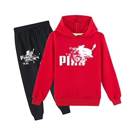 Erichman kids pika pullover hoodies and sweatpants 2 piece outfit set jogging tracksuit set for for 2-12 years boys girls (red, 6-7 years)