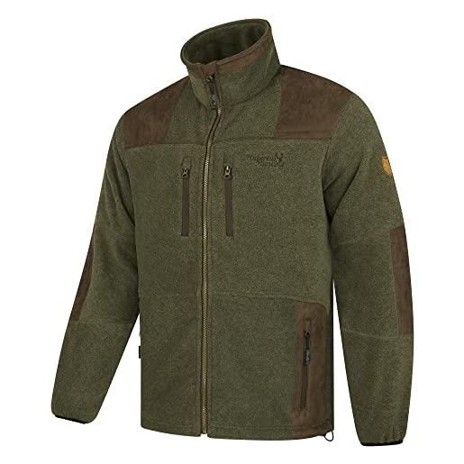 Hubertus giacca da caccia in pile da uomo con inserti sulle spalle e sui gomiti, colore verde oliva marrone, modello zabelstein, oliva, 4xl