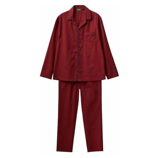 United Colors of Benetton pig(camicia+pant) 4ina4p005, set di pigiama uomo, bordeaux 66v, m