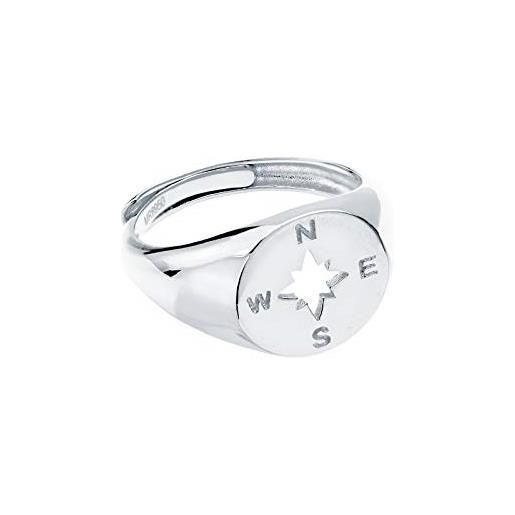 Iyé Biyé Jewels anello a forma di rosa dei venti in argento sterling 925, con luminosità regolabile da 12 a taglia 20