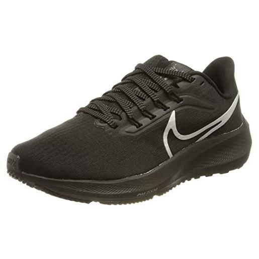 Nike air zoom pegasus 39, running donna, nero black white dk smoke grey, 44.5 eu