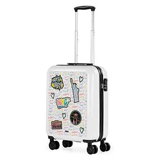 SKPAT - valigia 55x40x20 trolley bagaglio a mano. Valigie e trolley per i tuoi viaggi in cabina. Trolley bagaglio a mano 132650, bianco-nyc