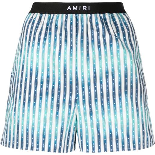 AMIRI shorts a righe con logo - blu