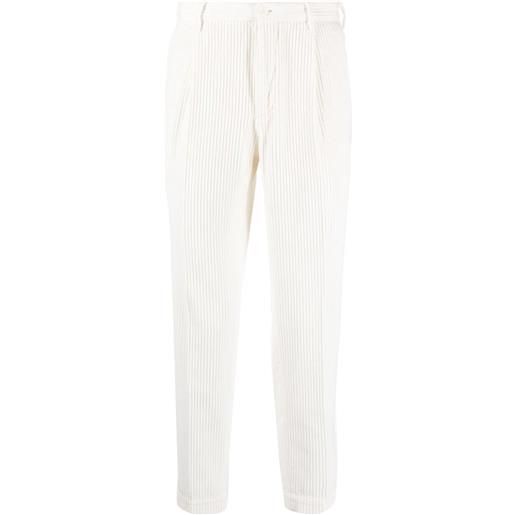 Incotex pantaloni a coste con pieghe - bianco