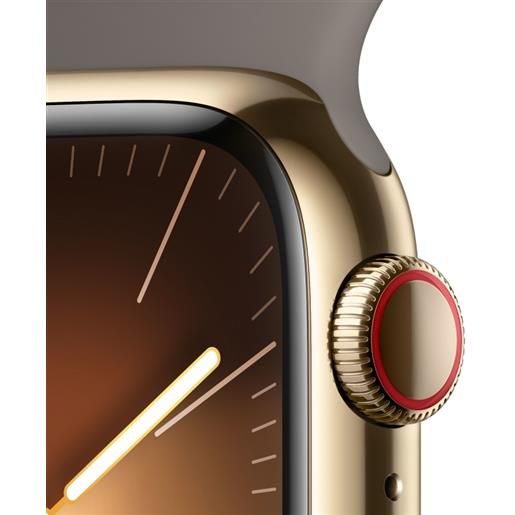 Apple watch series 9 gps + cellular cassa 41mm in acciaio inossidabile oro con cinturino sport creta - s/m