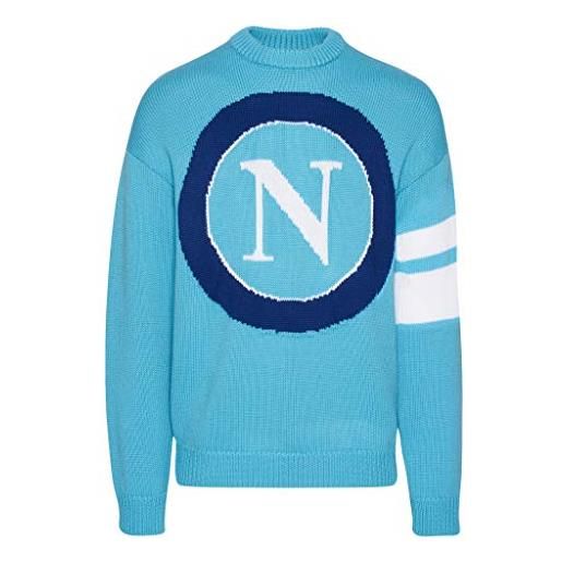 Gcds x maglione lana, napoli ssc knitted sweater unisex - adulto, light blue, s