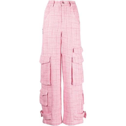 Gcds pantaloni in tweed a gamba ampia - rosa