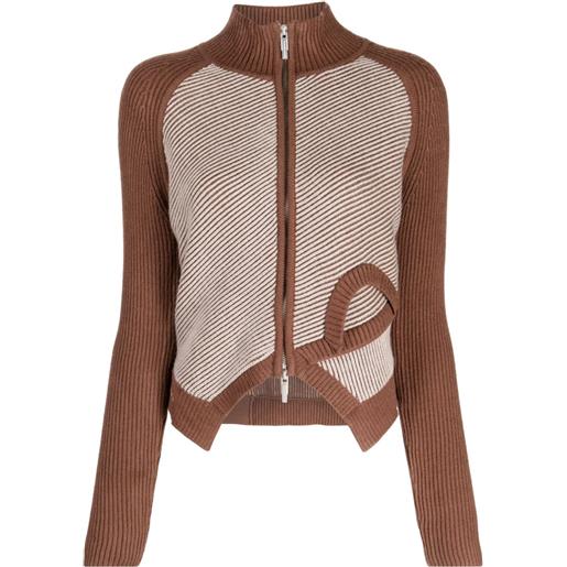 Feng Chen Wang cardigan con logo a intarsi - marrone