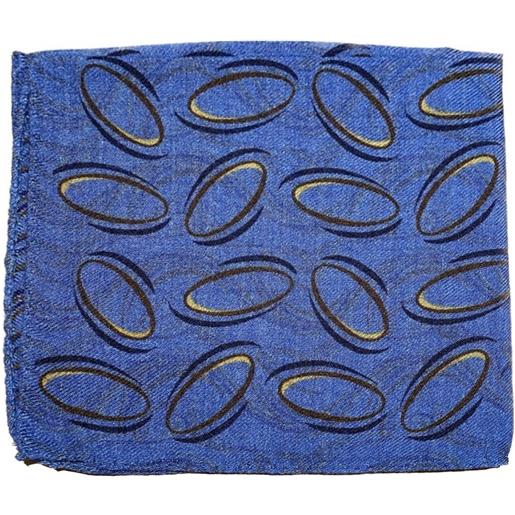 Arcuri pochette da taschino in lana e seta, fantasia cerchi azzurro