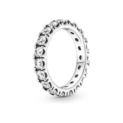 Pandora timeless anello eternity con riga brillante in argento con zirconia cubica trasparente, 56