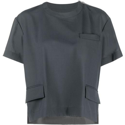 sacai t-shirt plissettata - grigio