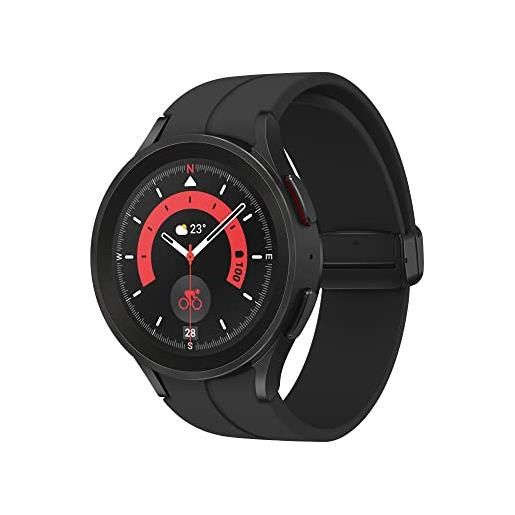 Samsung galaxy watch5 pro smartwatch bluetooth 45 mm, monitoraggio benessere, fitness tracker, batteria a lunga durata, nero (black titanium) [versione italiana]