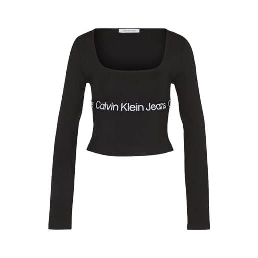 Calvin Klein t-shirt logo elastic da donna - nero modello j20j222013 viscosa xs