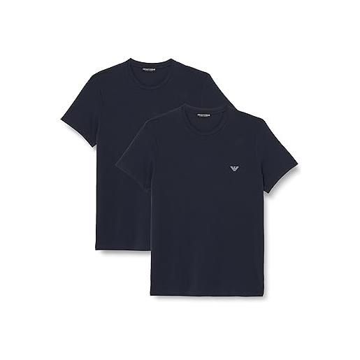 Emporio Armani endurance crew neck-maglietta da uomo, confezione da 2 t-shirt, blu navy/blu navy, l (pacco da 2)