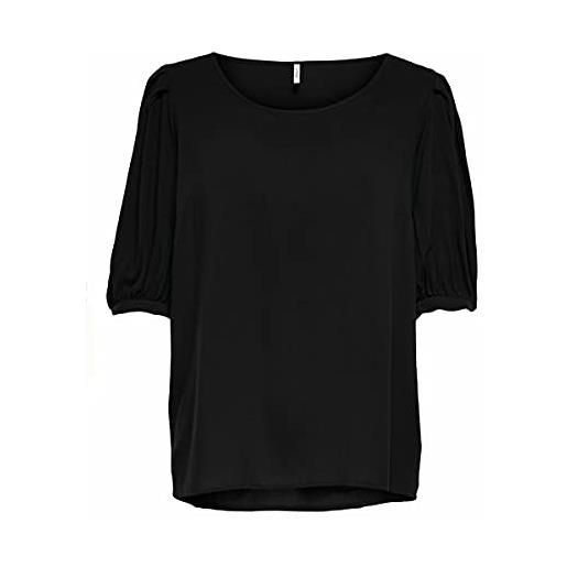 Only onlkarma life 2/4 solid top wvn t-shirt, black, m donna