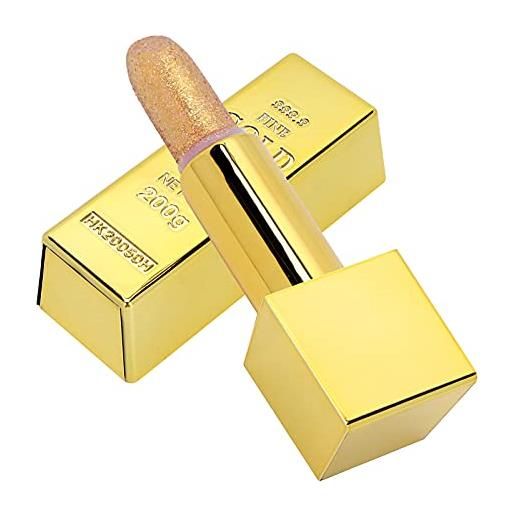 Zerone rossetto sparkle gold bar design, rossetto sparkle gold bar design impermeabile idratante a lunga durata labbra lisce trucco cosmetici 3.5g (rossetto d'oro 6# versione straniera)
