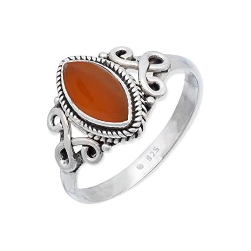mantraroma anello argento 925 con pietre preziose corniola pietra rosso aranciato argento sterling da donna in vero argento (mrg-183-16-(64))