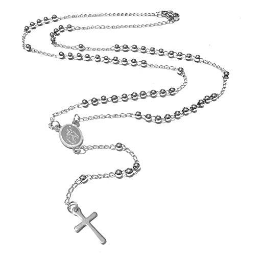 amorili collana rosario acciaio inox uomo donna cll1410c