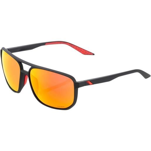 100percent konnor aviator square mirror sunglasses nero hiper red multilayer mirror/cat2
