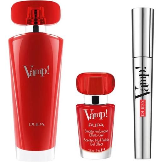 Amicafarmacia pupa kit vamp red eau de parfum 50 ml+mascara 9ml+smalto profumato effetto gel 9ml