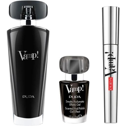 Amicafarmacia pupa kit vamp black eau de parfum 50ml+mascara 9ml+smalto profumato effetto gel 9ml