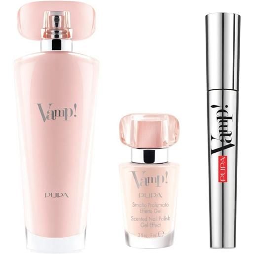 Amicafarmacia pupa kit vamp pink eau de parfum 50 ml+mascara 9ml+smalto profumato effetto gel 9ml