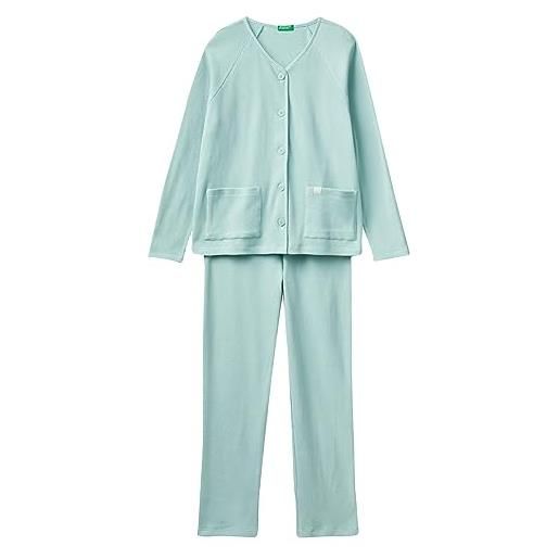 United Colors of Benetton pig(giacca+pant) 37v03p028, set di pigiama donna, verde acqua 17h, l