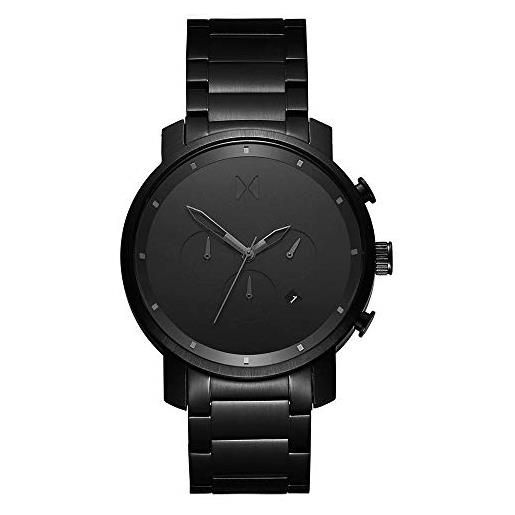 MVMT orologio con cronografo al quarzo da uomo collezione chrono con cinturino in ceramica, pelle o acciaio inossidabile nero (full black)