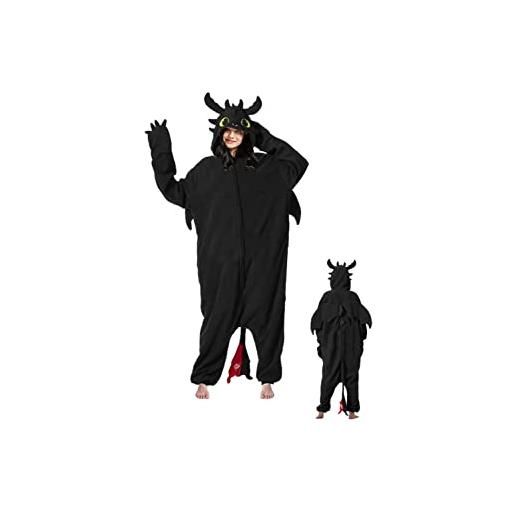 MOGSA pigiama monopezzo uomo nero cerniera orangutan monopezzo tutina animale cosplay pigiama adulto cartone animato generale tuta invernale-cerniera tutina nera, s misura 148 cm-158 cm