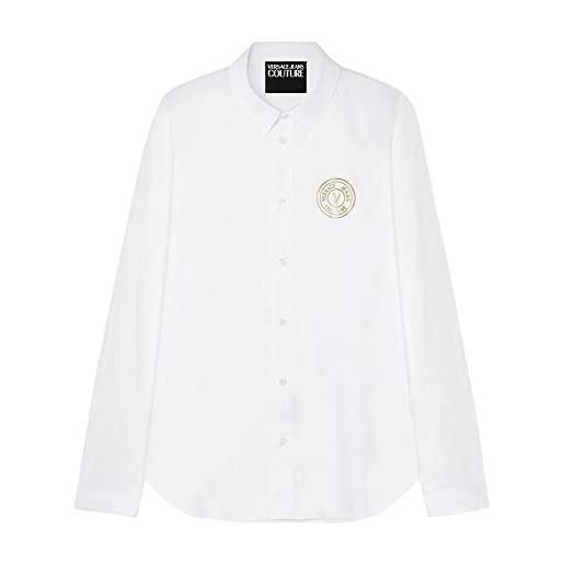 Versace jeans couture camicie uomo bianco camicia uomo bianca con logo v-emblem autunno inverno 2022/23 97% cotone 3% elastan 73gal2s7cn001 003 52